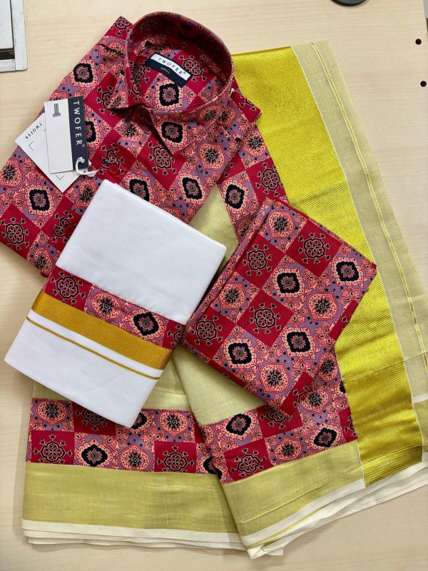 Dhoti, Shirt & Saree Combo – Fresh Prints, Timeless Grace