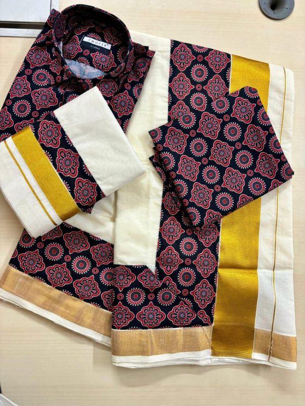 Dhoti, Shirt & Saree Combo – Traditional Elegance