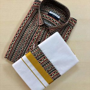 Dhoti & Shirt Combo – Bold Tradition, Balanced Design