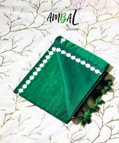 Green cotton saree with lays border