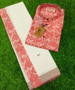 Men’s Ivory & Golden Dhoti Kurtha Set – Temple Attire