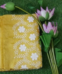 Thread Embroidery Cotta Saree with Blouse