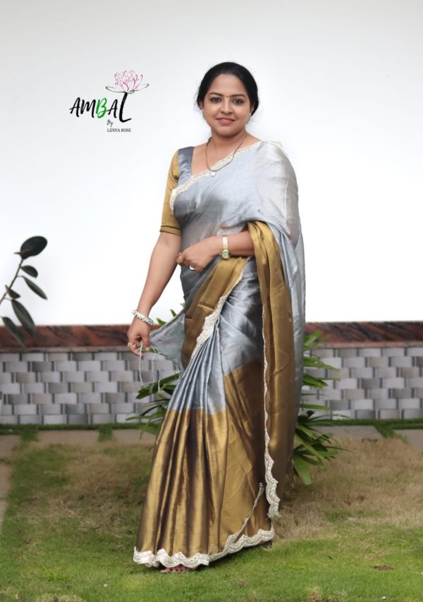 Double tone Raga tissue saree - Image 2