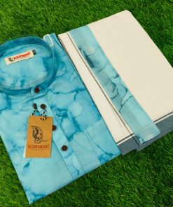 Aqua Marble Dhoti Kurtha Set – South Indian Festive Wear
