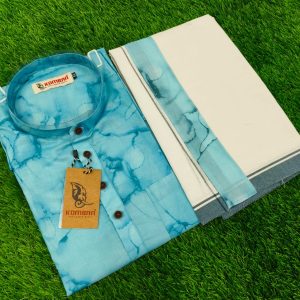 Aqua Marble Dhoti Kurtha Set – South Indian Festive Wear