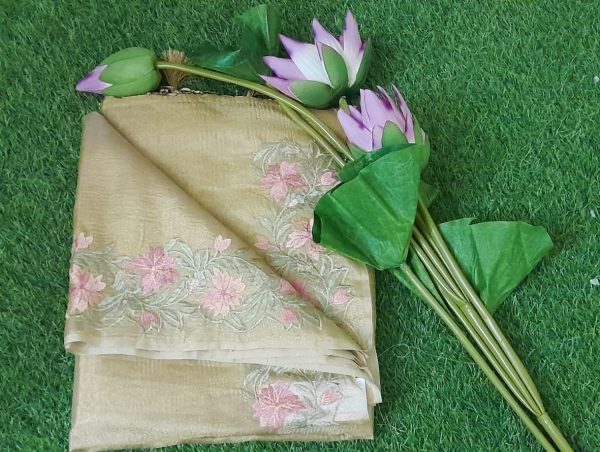 Floral Crape Tissue Saree – Embroidery in Every Drape